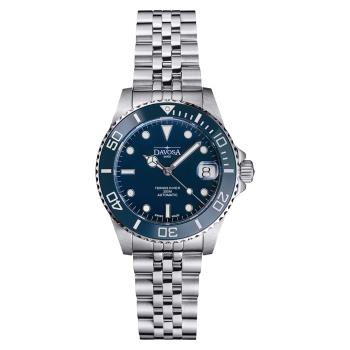 DAVOSA 166.195.04 湛藍陶瓷外圈專業200M潛水錶白5銖綱帶錶款36mm