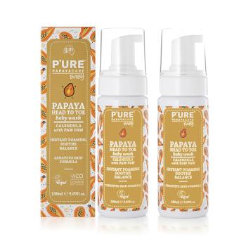 【澳洲 Pure Papayacare】木瓜嬰兒頭到腳趾沐浴慕斯 2入組  150ml/瓶