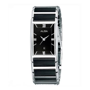 ALBA 雅柏 時髦黑長型陶瓷腕錶-21mm (AXT996X)