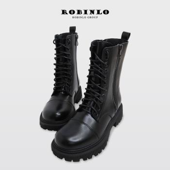 Robinlo個性率性鋸齒厚底馬丁短靴 GAGE-極簡黑