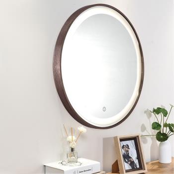 H&R安室家 80cm里昂 智能LED發光觸控圓型 壁鏡/浴鏡/化妝鏡/鏡子燈鏡ZA0202