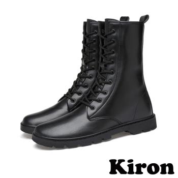 【Kiron】真皮馬丁靴粗跟馬丁靴/時尚個性潮流版型經典馬丁靴-男鞋 內增高黑
