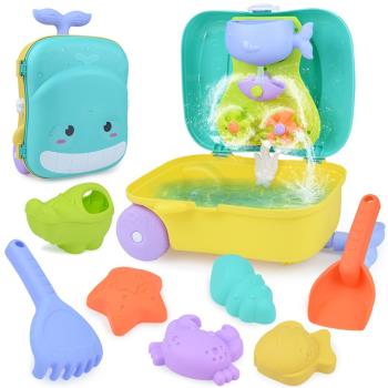 【bebehome】兒童戲水玩沙玩具行李箱套組(玩沙玩具 洗澡玩具 玩具行李箱 噴水玩具)