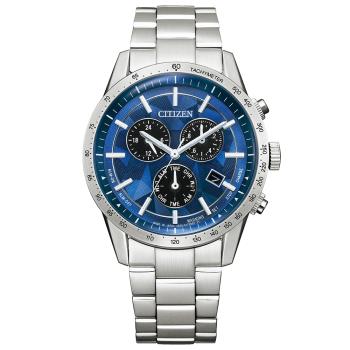 CITIZEN星辰 日本 ‧ 藍限定款 光動能三眼計時腕錶 BL5590-55L