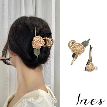 【INES】韓國設計法式復古立體花朵典雅髮夾 (2款任選)