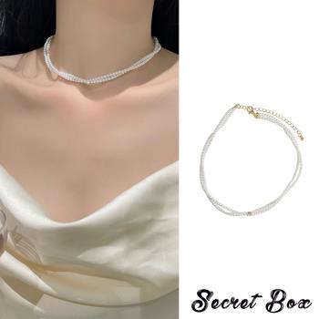 【SECRET BOX】韓國設計法式復古赫本風珍珠纏繞造型項鍊