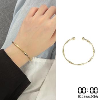 【00:00】韓國設計極簡扭轉金屬C圈手環 (2色任選)