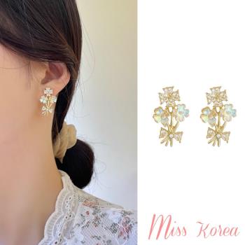 【MISS KOREA】韓國設計925銀針美鑽鋯石花束造型耳環