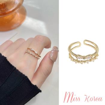 【MISS KOREA】韓國設計微鑲鋯石細緻雙層蝴蝶結開口戒