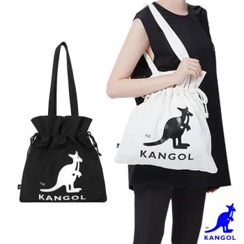 KANGOL - 英國袋鼠質感棉布抽繩托特包