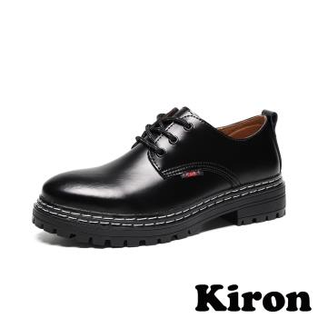 【Kiron】漆皮馬丁鞋粗跟馬丁鞋/時尚鏡面亮漆皮復古3孔馬丁鞋-男鞋 黑