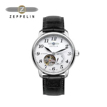 齊柏林飛船錶 76661 透視機芯亮白盤機械錶 40mm 男/女錶 自動上鍊