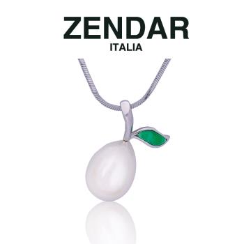 ZENDAR 年度純銀淡水珍珠 Pearl Pear with Green Jade 綠玉珍珠梨蛋形珠項鍊(Z7007)