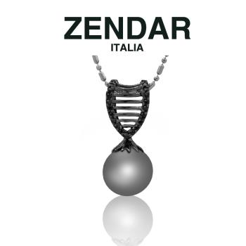 ZENDAR 年度純銀淡水珍珠 Stunning Harp 耀眼豎琴 黑珍珠項鍊(Z7015)
