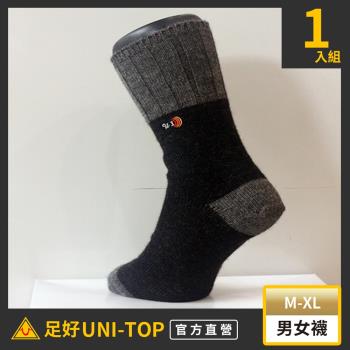 登山保暖襪【UNI-TOP 足好】327 90%駝羊毛竹炭升溫保暖襪(黑色)吸濕快乾