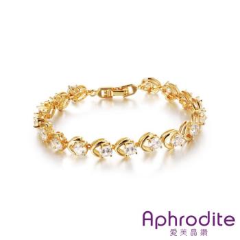 【Aphrodite 愛芙晶鑽】時尚縷空線條鋯石美鑽造型手鍊