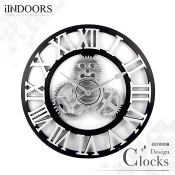           【iINDOORS】工業風設計時鐘-銀色齒輪50cm