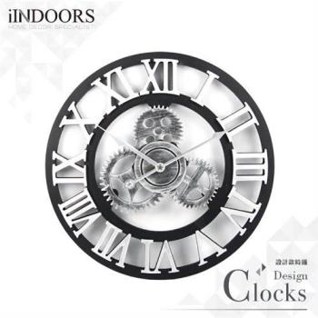           【iINDOORS】工業風設計時鐘-銀色齒輪40cm        