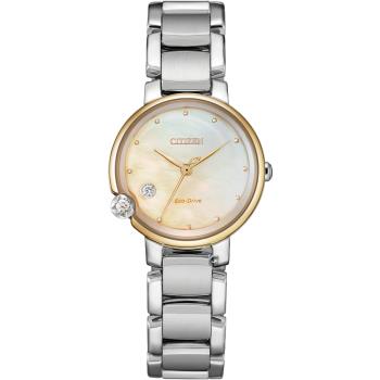 CITIZEN 星辰 L系列 雙鑽柔美時尚腕錶-EW5586-86Y/27mm