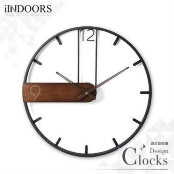 【iINDOORS】Loft 簡約設計時鐘-竹木色塊53cm
