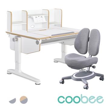 【SingBee 欣美】coobee U型板成長機能桌+桌上書架+132雙背椅 (CB-603/兒童書桌/可升降桌椅/成長桌椅組/兒童桌椅組)