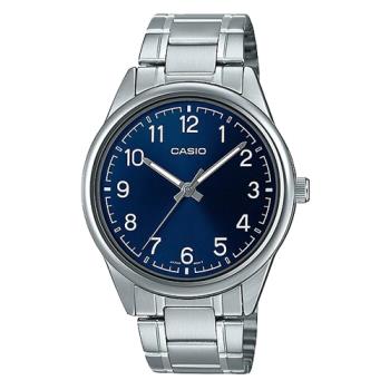 【CASIO 卡西歐】指針男錶 不鏽鋼錶帶 藍 生活日常防水(MTP-V005D-2B4)