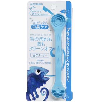 日本綠鐘匠之技專利矽膠彩色潔齒刮舌苔潔棒-雙包裝(蔚海藍,G-2184)