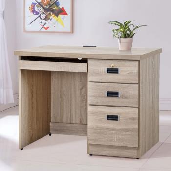 Homelike 愛里卡3.5尺附插座書桌-橡木色(含組裝)