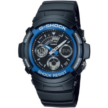 CASIO G-SHOCK 三眼指針雙顯運動腕手錶/藍X黑/AW-591-2A