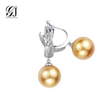 [晉佳珠寶] Gemdealler Jewellery 閃耀 18K金南洋鑽石金珍珠耳環 11.2mm