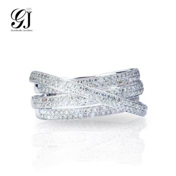 晉佳珠寶 Gemdealler Jewellery 18K 唯美交叉 寬版鑽石戒指
