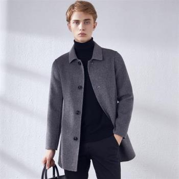 【米蘭精品】羊毛大衣毛呢外套-經典加厚雙面呢中長款男外套4色74bi34