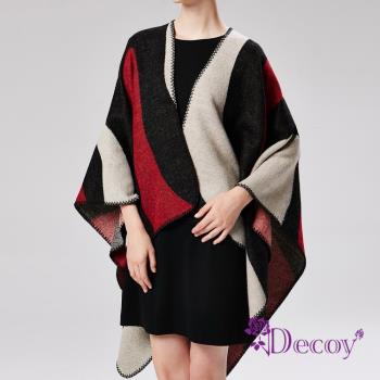 【Decoy】流線印象派＊雙色加大保暖斗篷式外套