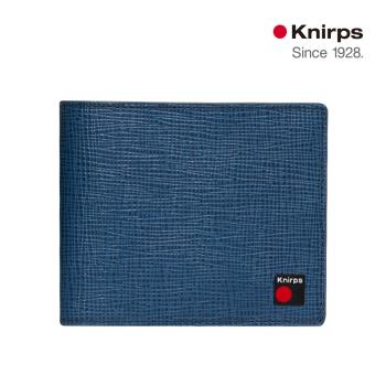 Knirps 德國紅點 9卡雙鈔層牛皮短夾 / 錢包 / 皮夾 -十字紋藍