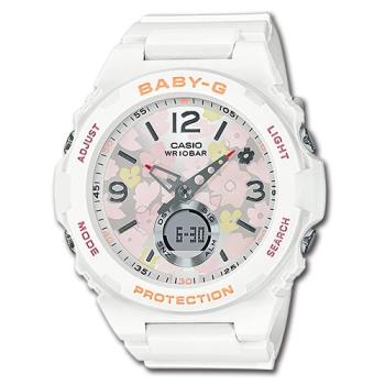 【CASIO 卡西歐】BABY-G 自然花卉 雙顯女錶 樹脂錶帶 防水100米 BGA-260FL(BGA-260FL-7A)