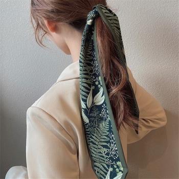 梨花HaNA 韓國春天的顏色．綠葉熱帶INS風格綁頭髮絲帶絲巾