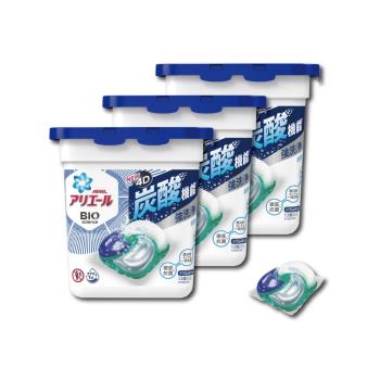 日本P&amp;G Ariel BIO全球首款4D炭酸機能活性去污強洗淨洗衣凝膠球12顆x3盒(洗衣機槽防霉洗衣膠囊洗衣球)