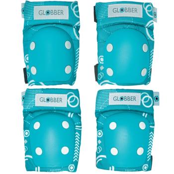 法國 GLOBBER 哥輪步 EVO 兒童護具組-幾何藍綠(含護肘與護膝 護具、防護、防摔)