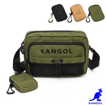 KANGOL - 英國袋鼠多隔層個性側背包附零錢包