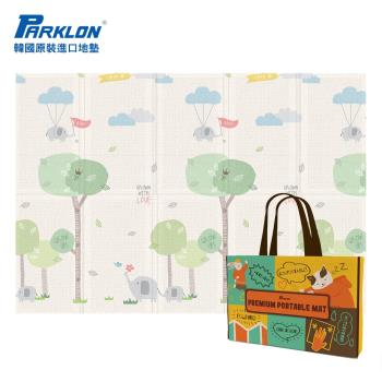 【PARKLON】韓國帕龍攜帶型單面回紋摺疊墊 - 大象新樂園 米色 (附提袋)
