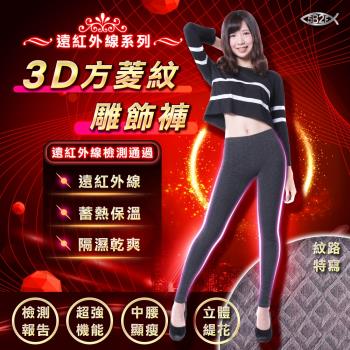 5B2F【五餅二魚】遠紅外線3D方菱紋雕飾褲