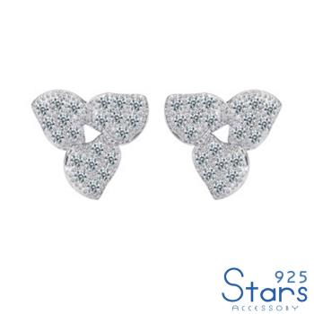 【925 STARS】純銀925微鑲美鑽三葉草造型耳釘 純銀耳釘 造型耳釘 美鑽耳釘
