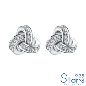 【925 STARS】純銀925微鑲美鑽經典花結造型耳釘 純銀耳釘 造型耳釘 美鑽耳釘