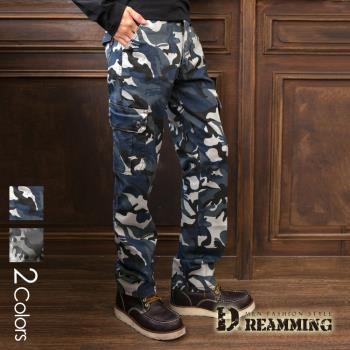 【Dreamming】韓系工裝迷彩彈力修身休閒工作長褲(共二色)