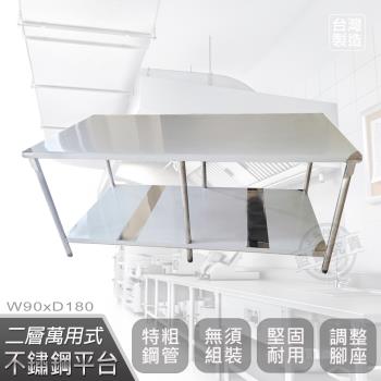 Abis 豪華升級版90X180CM二層圓角304不鏽鋼桌/料理桌/工作桌/工作台/流理台(3尺X6尺)