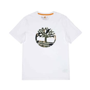 Timberland 男款白色大樹LOGO迷彩短袖T恤A61KD100