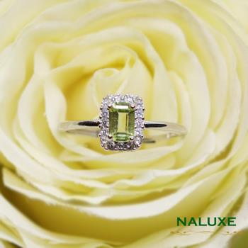 【Naluxe】天然寶石橄欖石經典復古款戒指(八月誔生石幸運守護石)