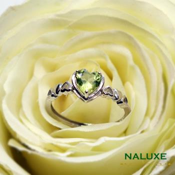 【Naluxe】天然寶石橄欖石心有所屬戒指(八月誔生石幸運守護石)