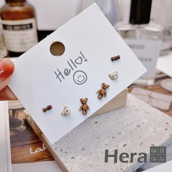 Hera 赫拉  小巧精緻小熊蝴蝶結6入套組925銀針耳環 H110120313