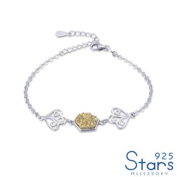 【925 STARS】純銀925縷空花片黃金水晶簇造型招財手鍊 純銀手鍊 造型手鍊 情人節禮物